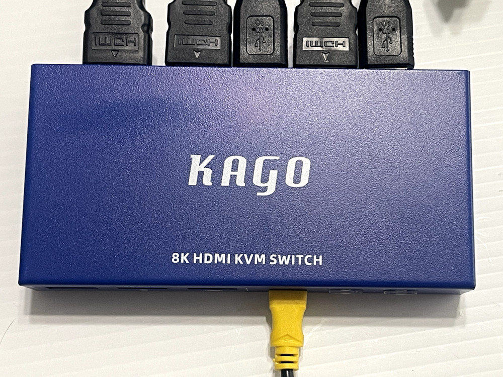 KAGO 8K HDMI KVM Switch for 2 PCs w/ Cables & External Switch