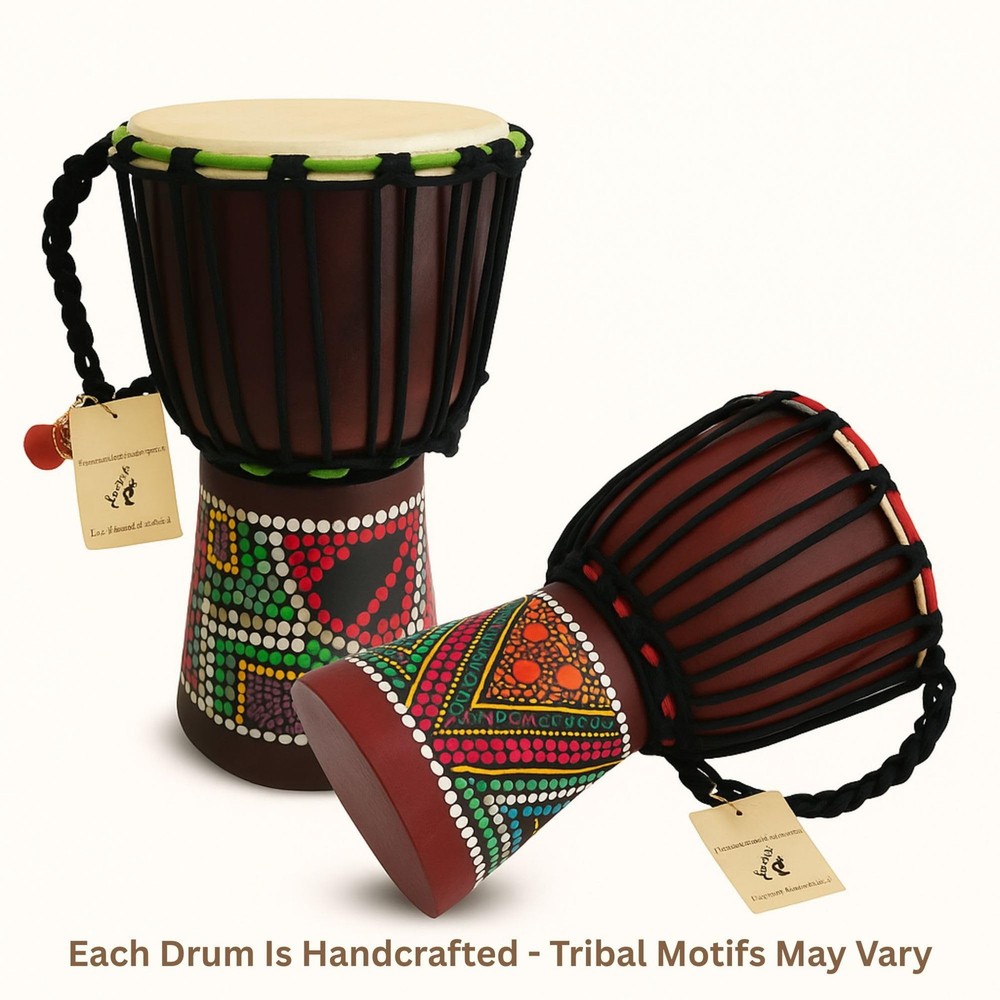 Djembe Drum – African Bongo Congo Style Drum – 12" High Solid Mahoga