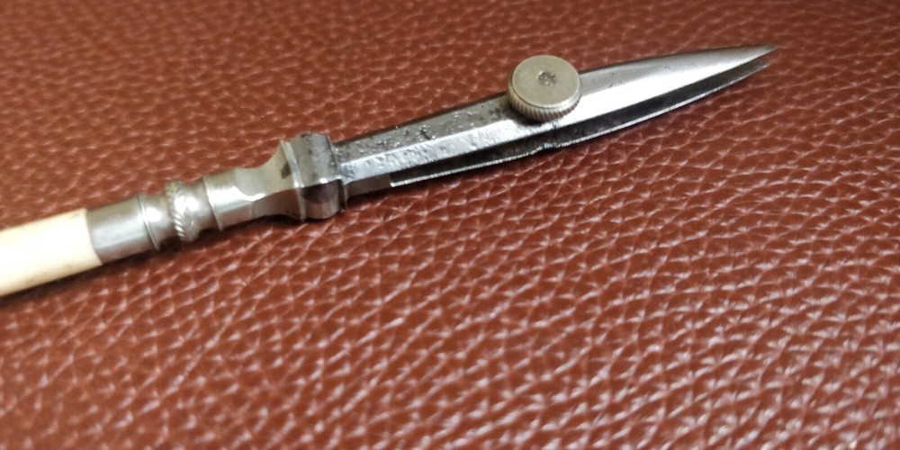 Vintage Antique drafting Pen with white handle Bone? or similar material