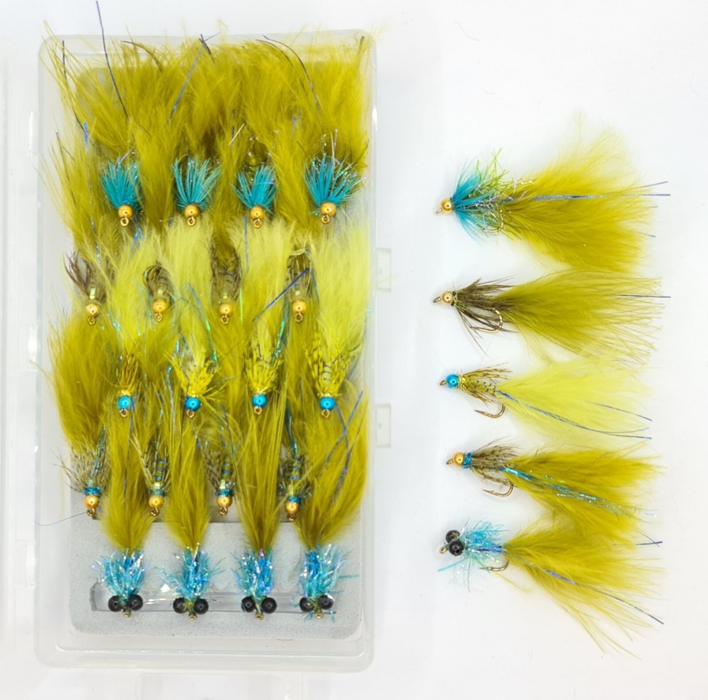 Trout Flies -Goldhead Blue Flash Damsel 5 patterns and Box selection