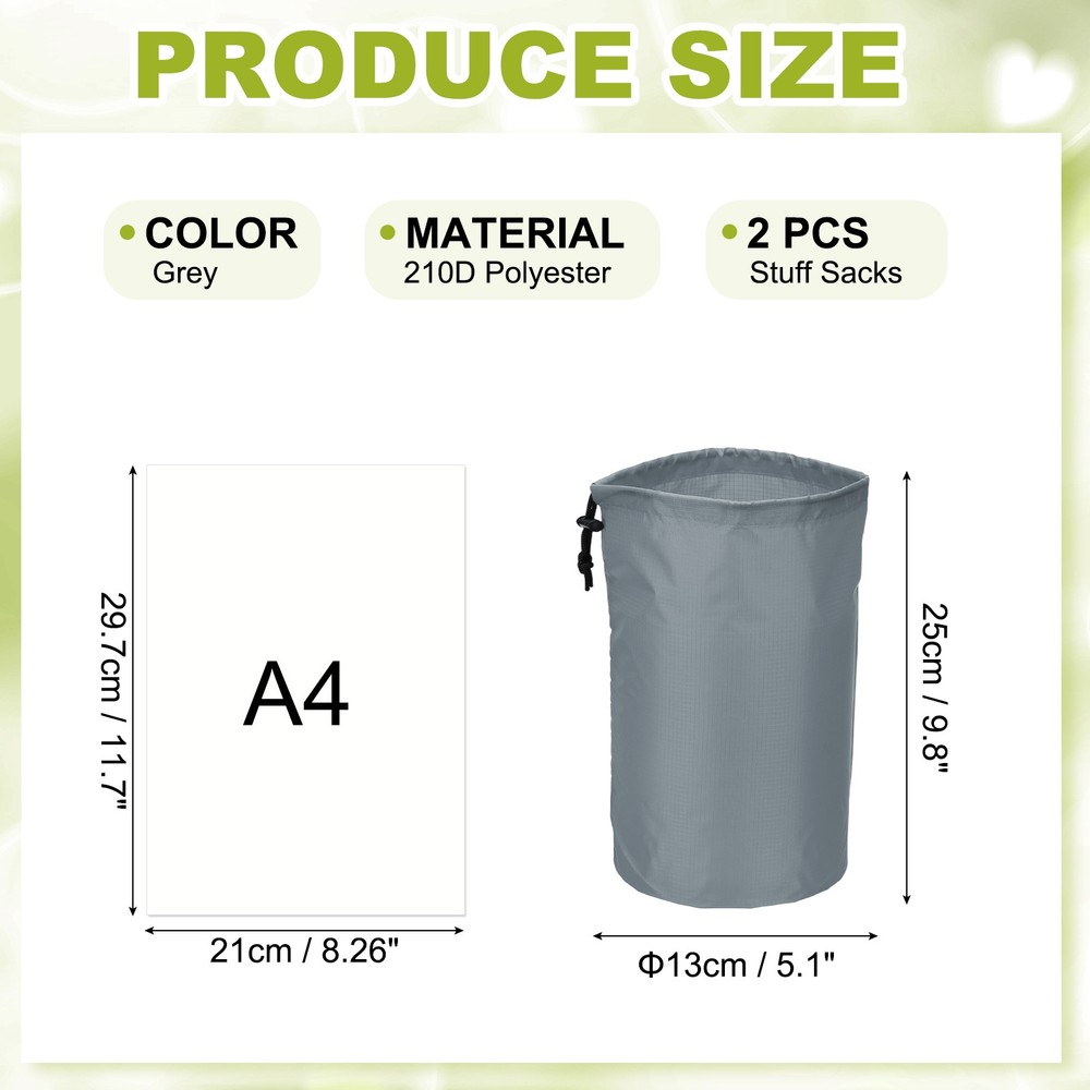 Drawstring Bag, Storage Bags, 5x10" & 2Pcs & Grey