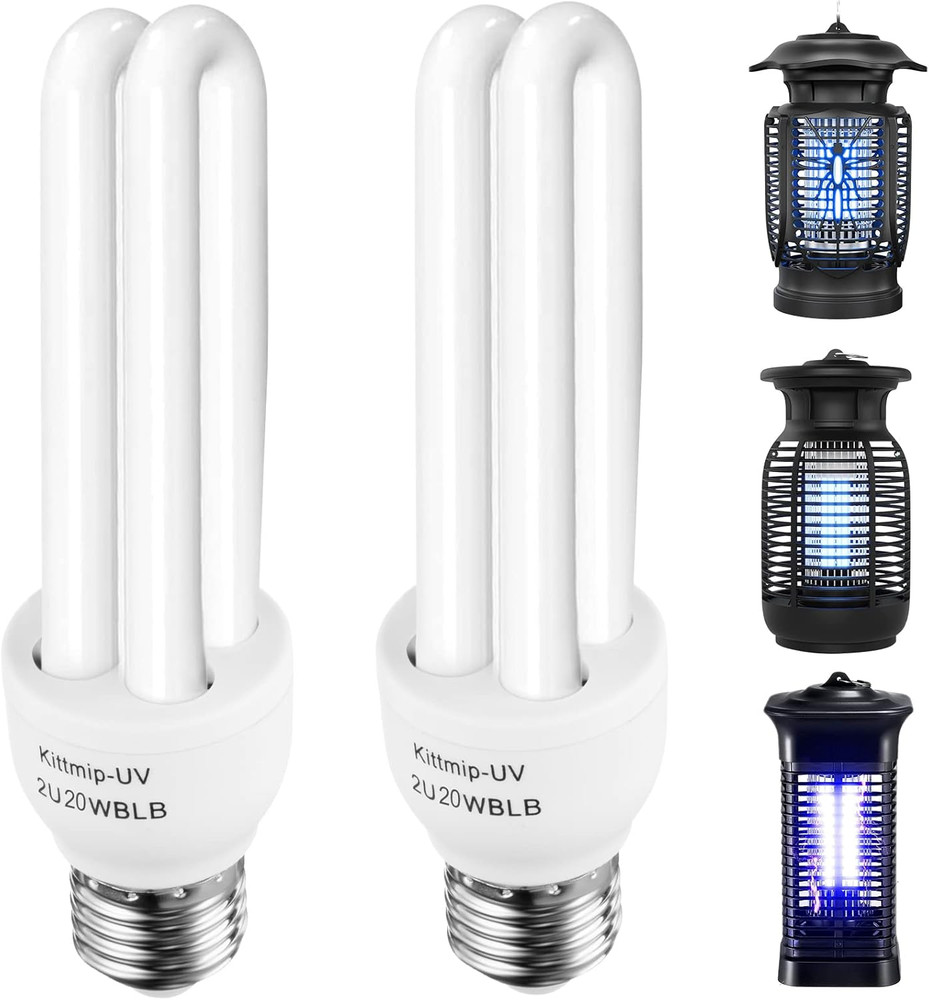 2 Pieces Bug Zapper Light Bulb 2U Type E27 20W Replacement Bulbs Compatible with