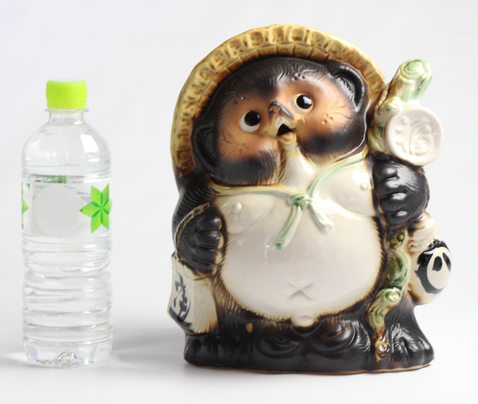 Japanese Fukufuku Tanuki No. 8 Shigaraki Ware Ceramic Figurine 9.8in
