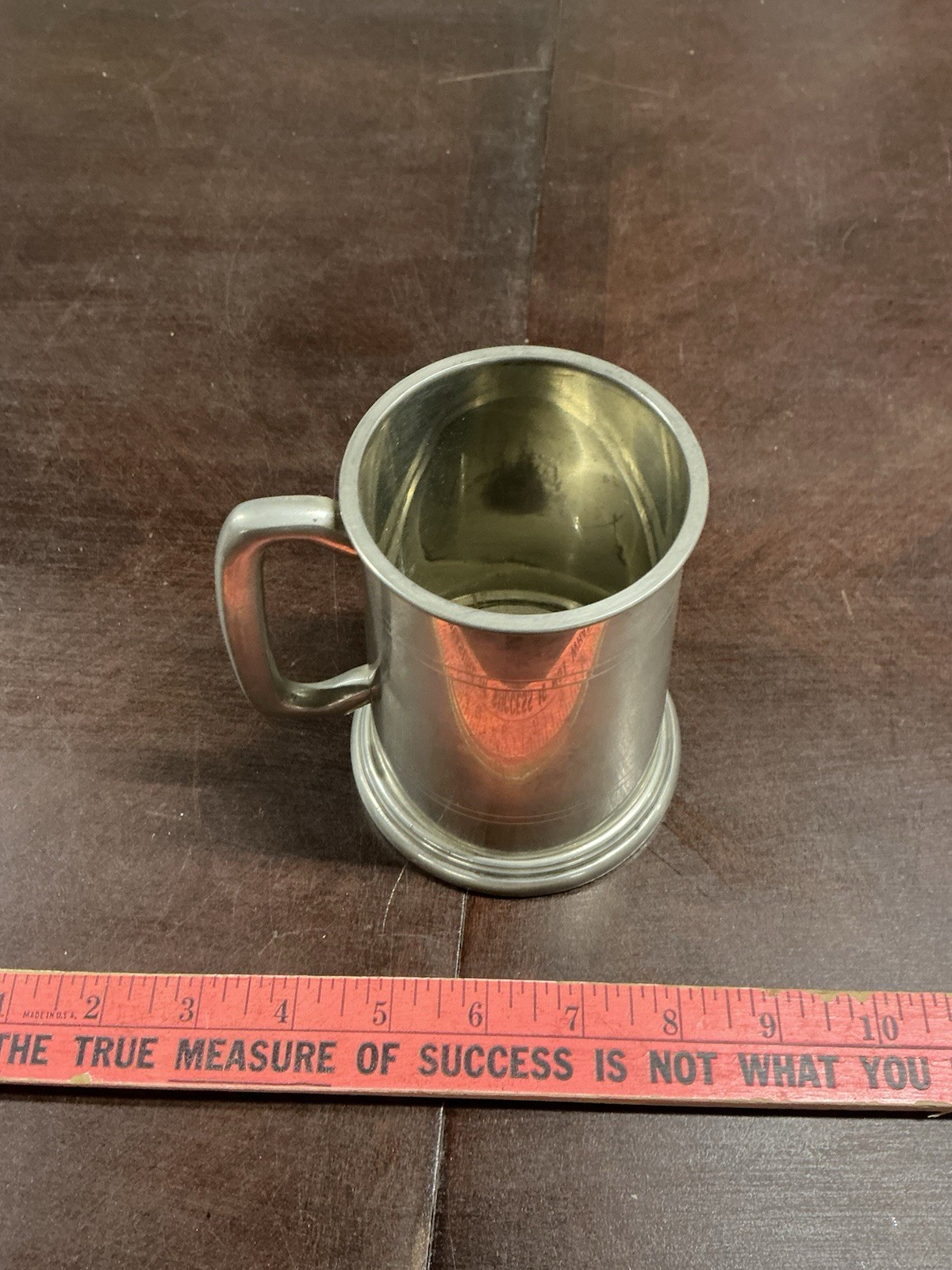 VTG 76 Gas Station Petroleum Beer Stein Metal Mug Clear Bottom Retro Beer