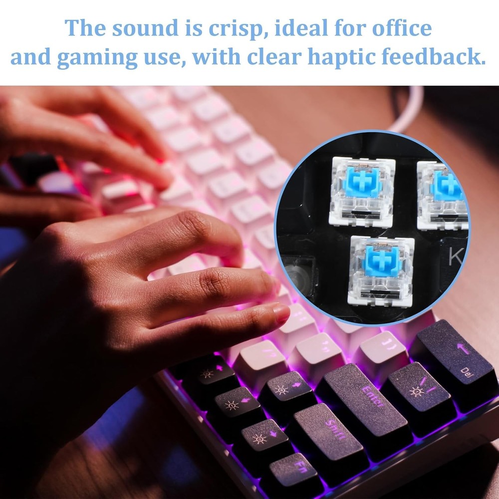 50 Pcs Keyboard Switches Replacement 3 PIN Blue Clicker w/ Puller Mechanical