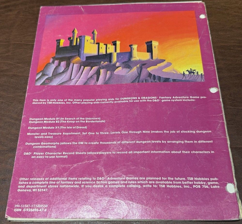 1981 TSR Dungeon Module B2 The Keep on the Borderlands D&D Basic Set Levels1-3