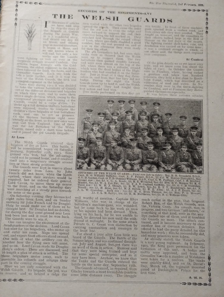 Ca6 Ephemera 1918 picture article The Welsh  Guards