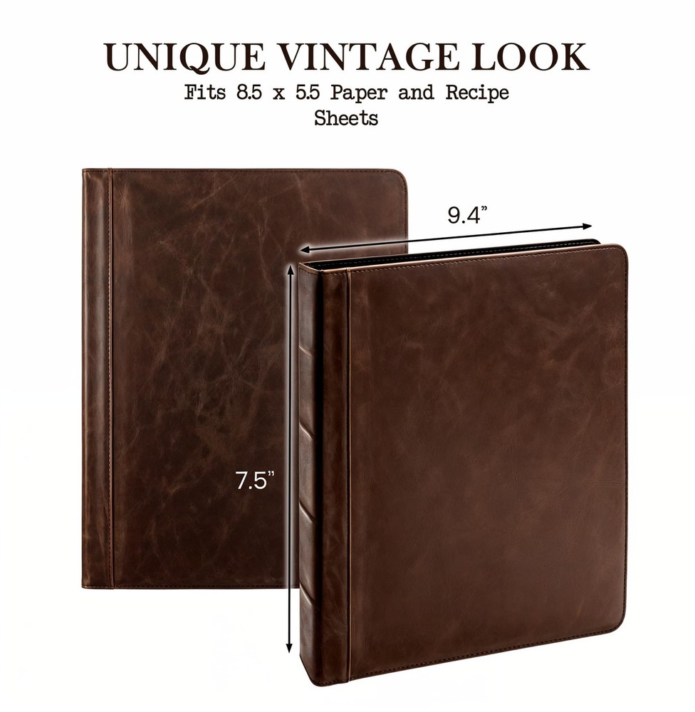Capote Vintage Mini Professional 3 Ring Binder Organizer, Brown