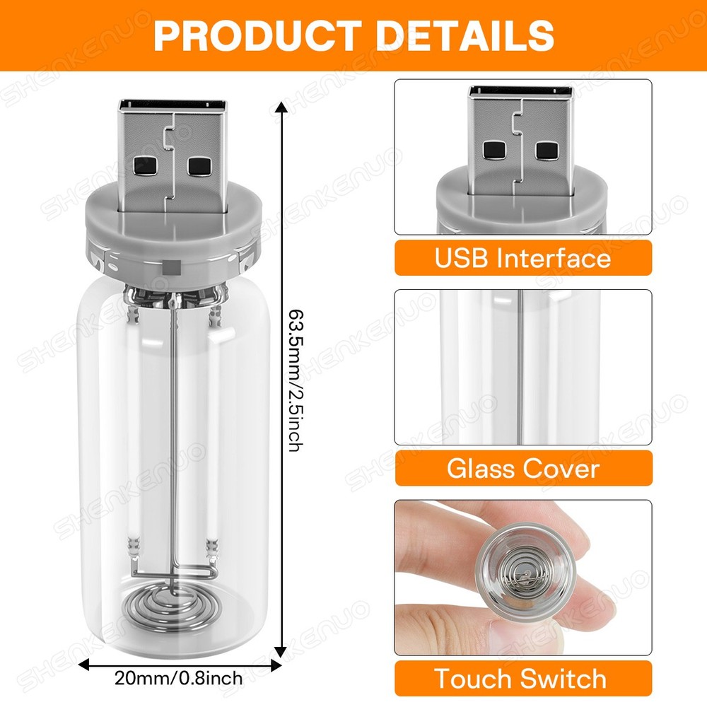 USB Glass Bottle Atmosphere Night Light – Touch Switch Dimmable LED Blue Bulbs