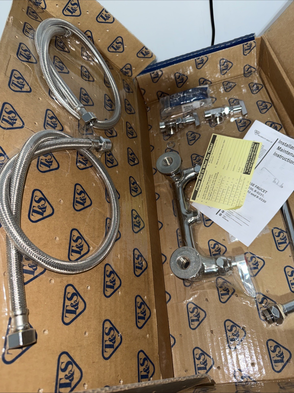 T&S Brass B-0233-01 Double Pantry Faucet 1/2" Brass 125 PSI 140F Wall-Mounted