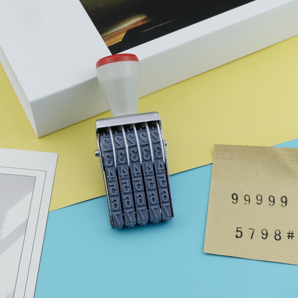 5 Digit Number Stamp by ,Rubber Changeable Office Date Stamp Rotating Adjusta...