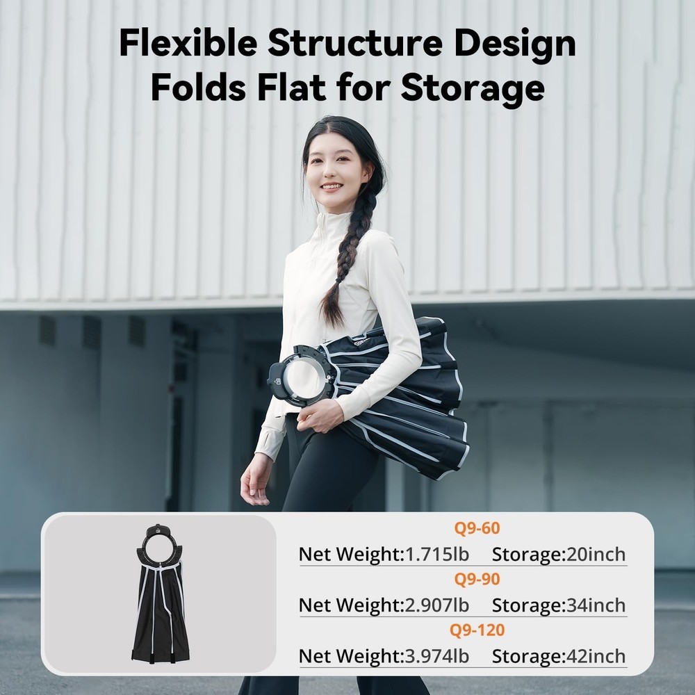 Quick Release Parabolic Softbox 23.6'' - Bowens Mount Hexadecagon with Grid