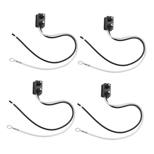 4PCS Trailer Light 2 Wire Pigtail Harness 10" Long, 2 Pin Trailer Light