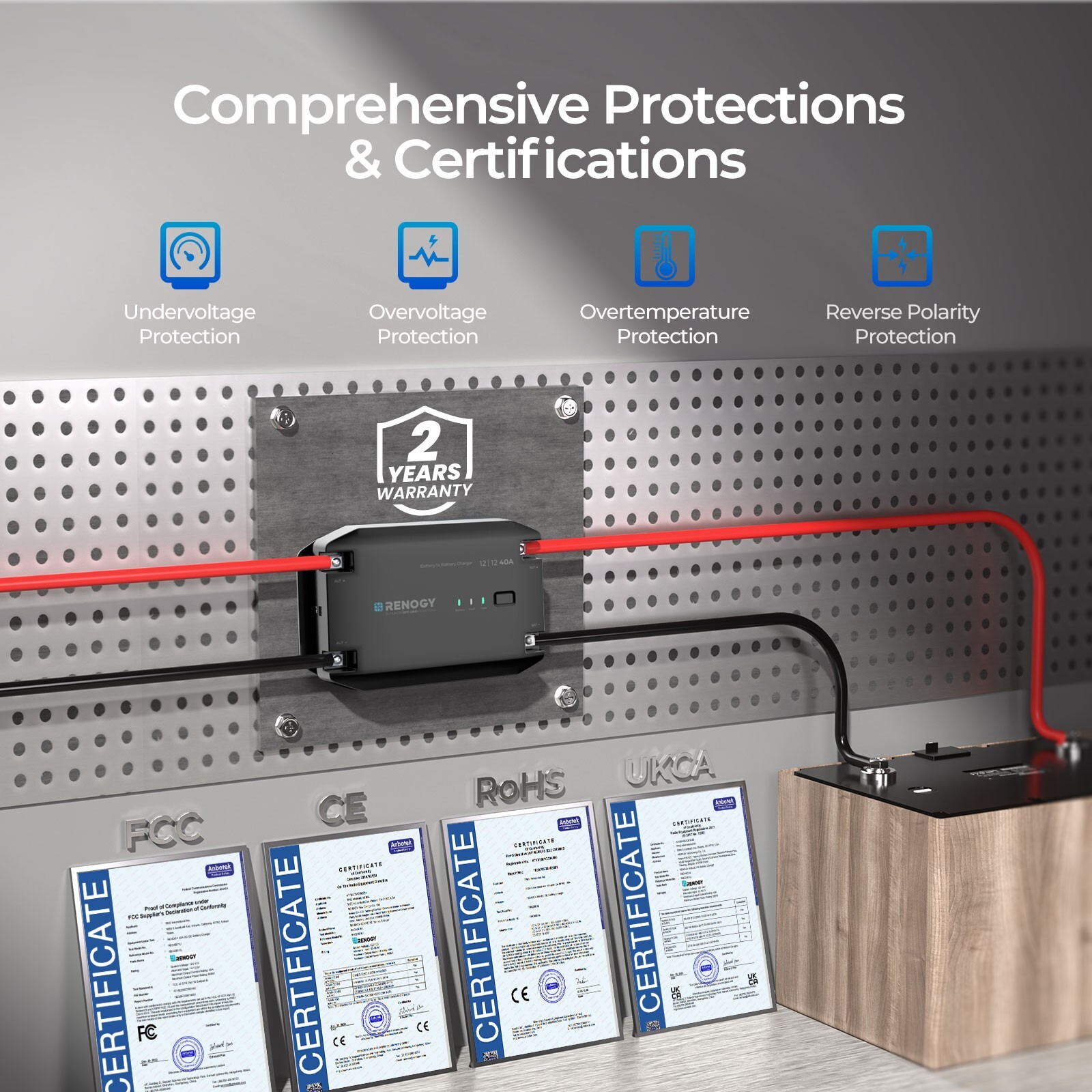 Renogy 12V 40A DC-DC Battery Charger Smart Gel AGM Lithium Charger Refurbished