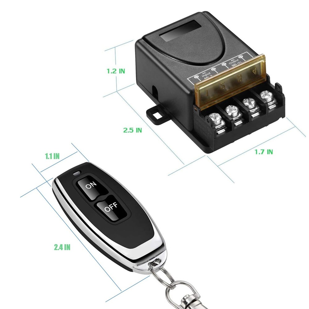 QOFOWIN AC120V Wireless Light Switch and Receiver kit328FT Long Range Single ...