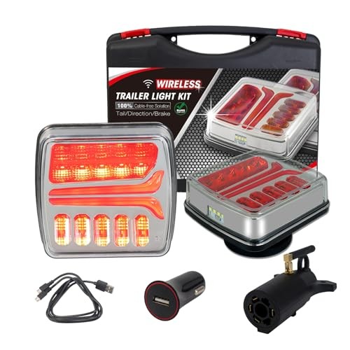 Magnetic Wireless Trailer Lights, Rechargeable LED Trailer Light for Black