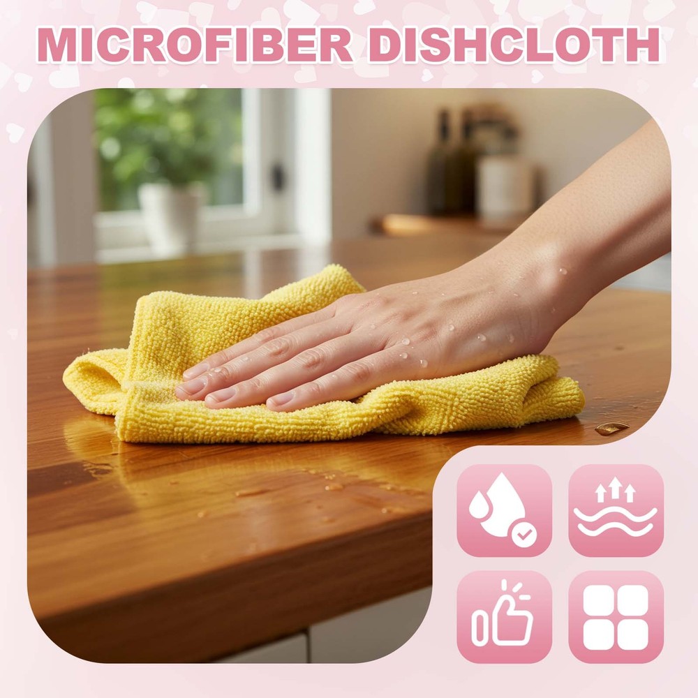 5 Pieces for Microfiber Cleaning, Light Green (Square), 30X30 cm