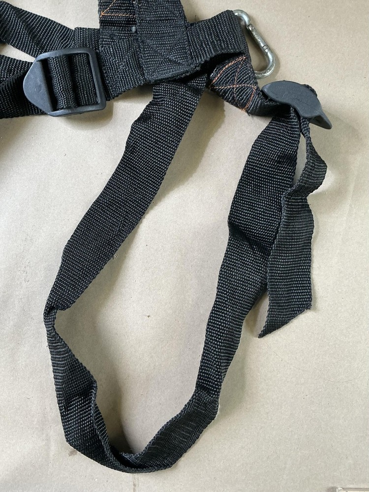 Safety Harness Black Adjustable Full Body Strap System Metal Plastic Clips Gear