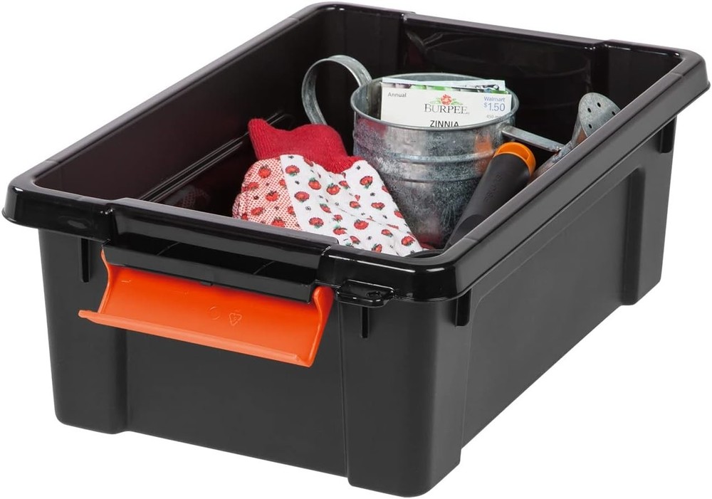 3 Gallon Lockable Storage Bins with Lids, 5 Pack - , Heavy Duty, Stackable Co...