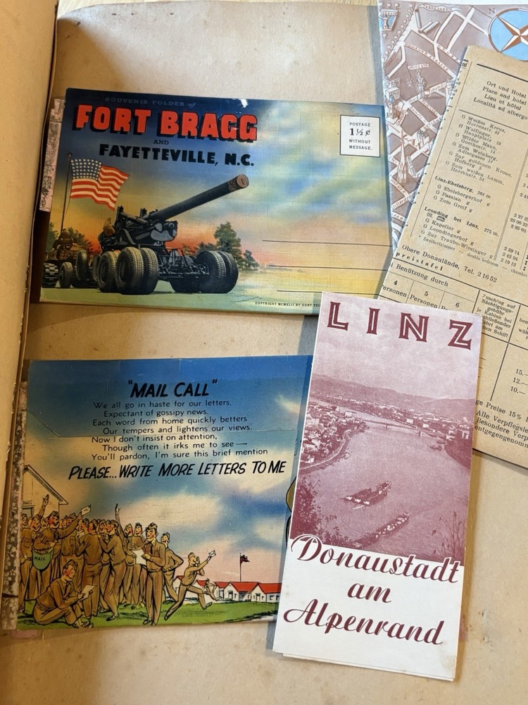 WWII US Scrap book of Robert Joseph May Photos, ID’s, Menu’s, Booklets,