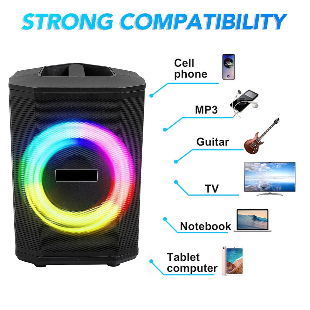 2400W Portable Bluetooth Speaker Loud & Crisp Sound Tiltable Function 8" Woofer
