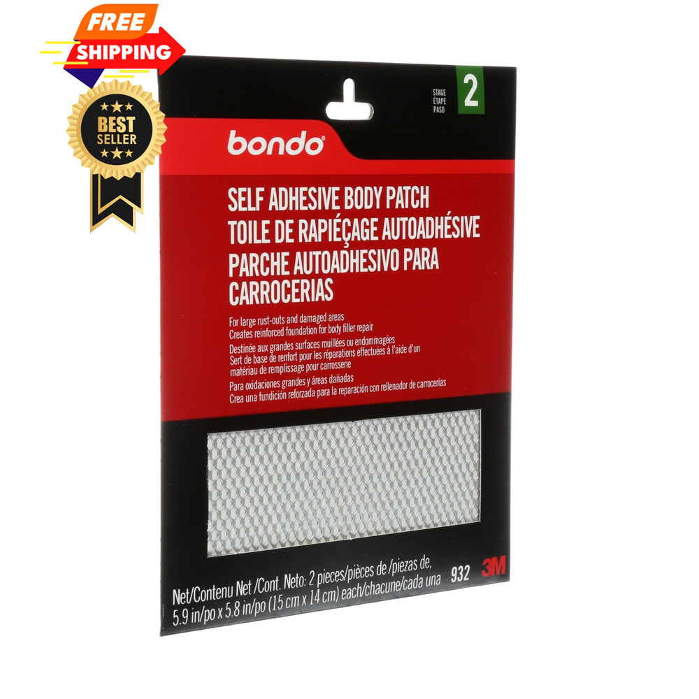 Bondo Self-Adhesive Body Patch, For Large Rust-Outs and Pack, Metallic