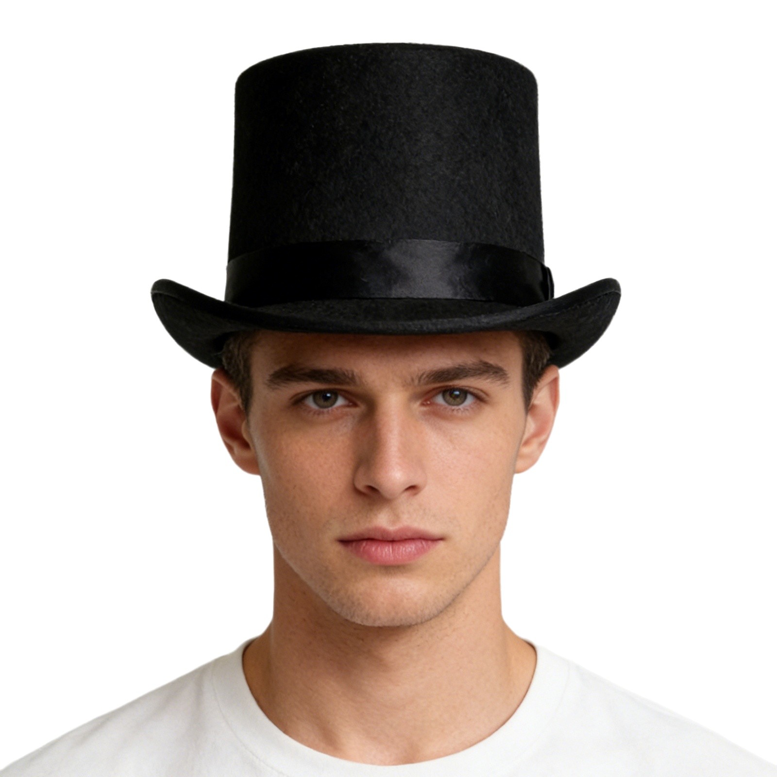 1Pcs High Top Hat Rolled Brim Solid Color Top Cap Tuxedo Magician Gentlemen Hat