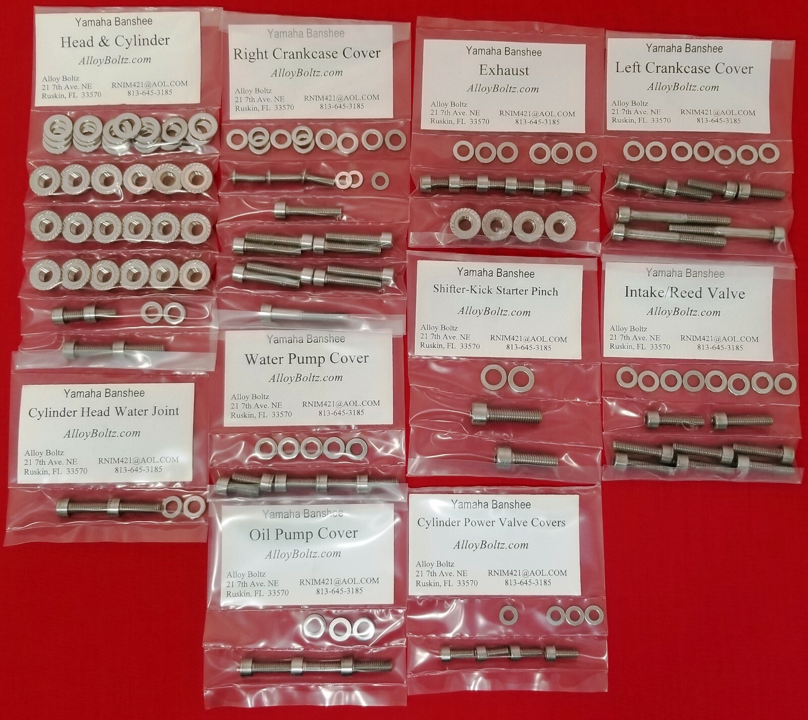 YAMAHA YFZ350 BANSHEE ATV POLISHED STAINLESS STEEL ENGINE BOLT SCREW KIT SET