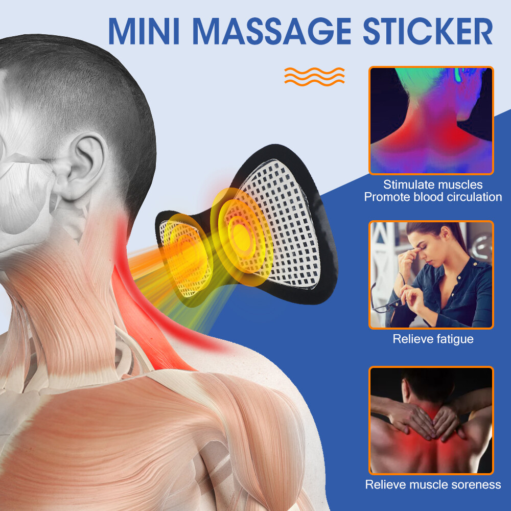5PCS Portable Mini Electric Neck Back Massager Patch Stimulator Cervical Massage