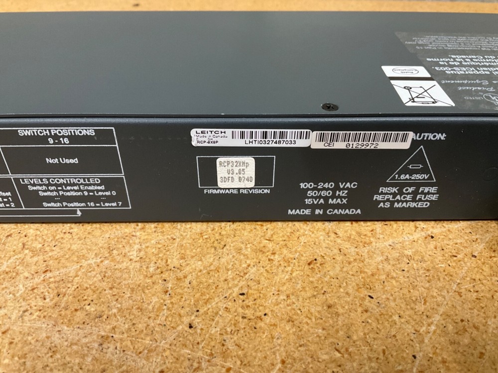 Leitch RCP-8X8P 1RU Remote 8x8p Programmable Push Button Panel