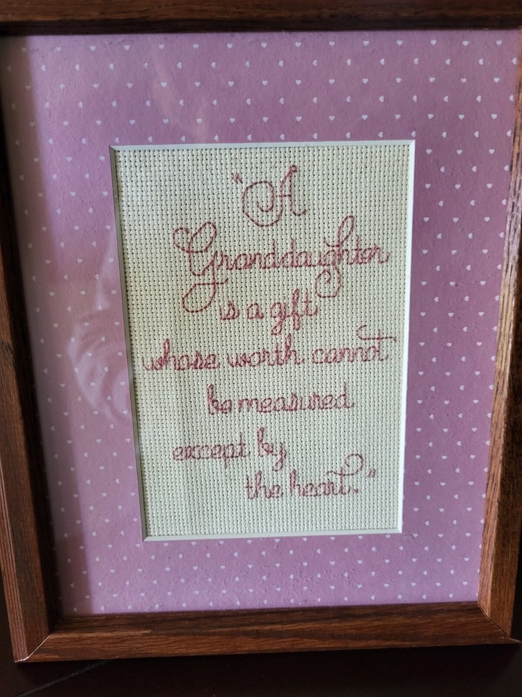 Framed cross stitcted saying handmade