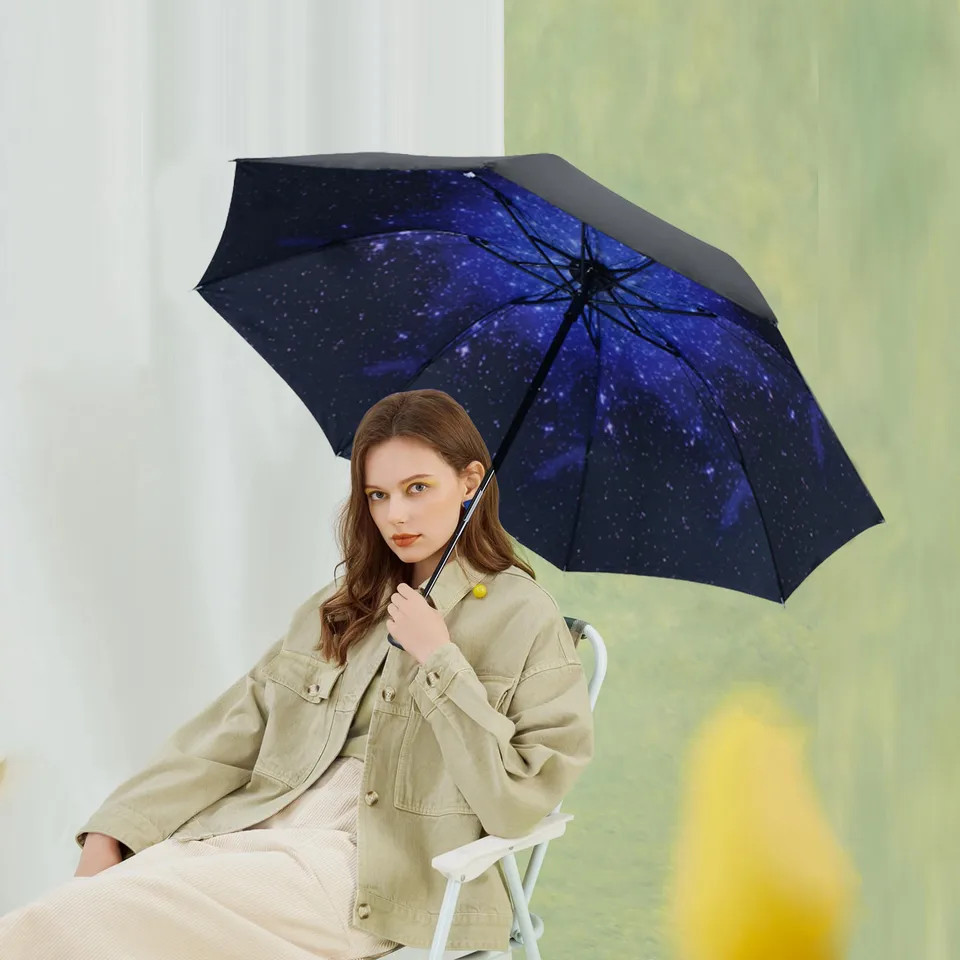Automatic Folding Umbrella Compact Windproof UV Protection Travel Rain Sun