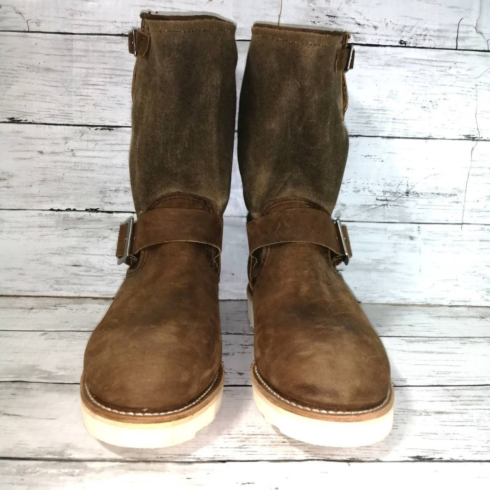 RedWIng Boots 2978 Canvas Leather Brown Engineer Boots Size 7D