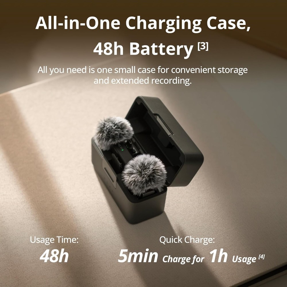 Mic Mini (2 TX + 1 RX + Charging Case), Wireless Lavalier Microphone for Iphone/