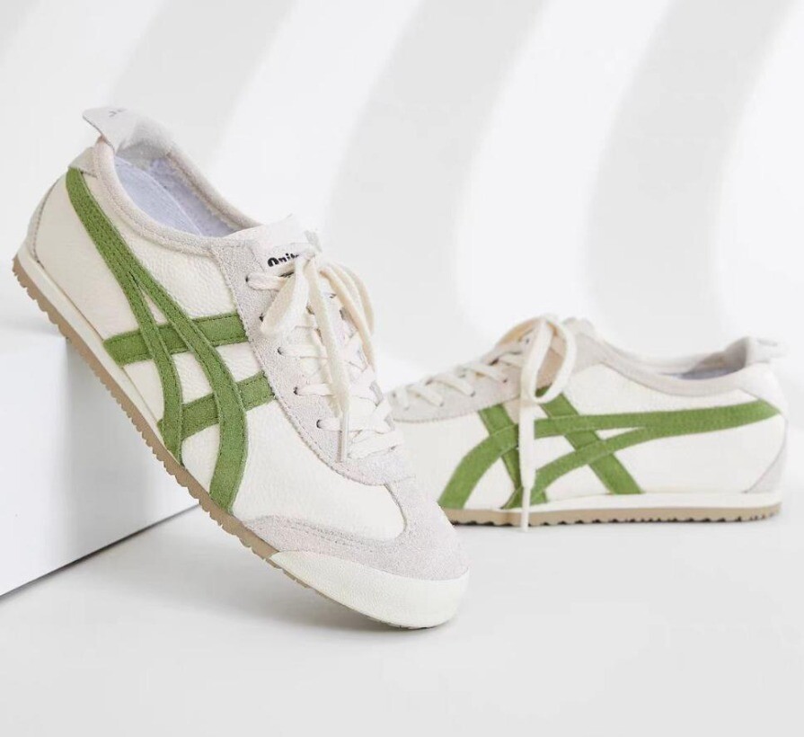 Classic Unisex Onitsuka Tiger MEXICO66 White Birch/Green Athletic Shoes Sneakers