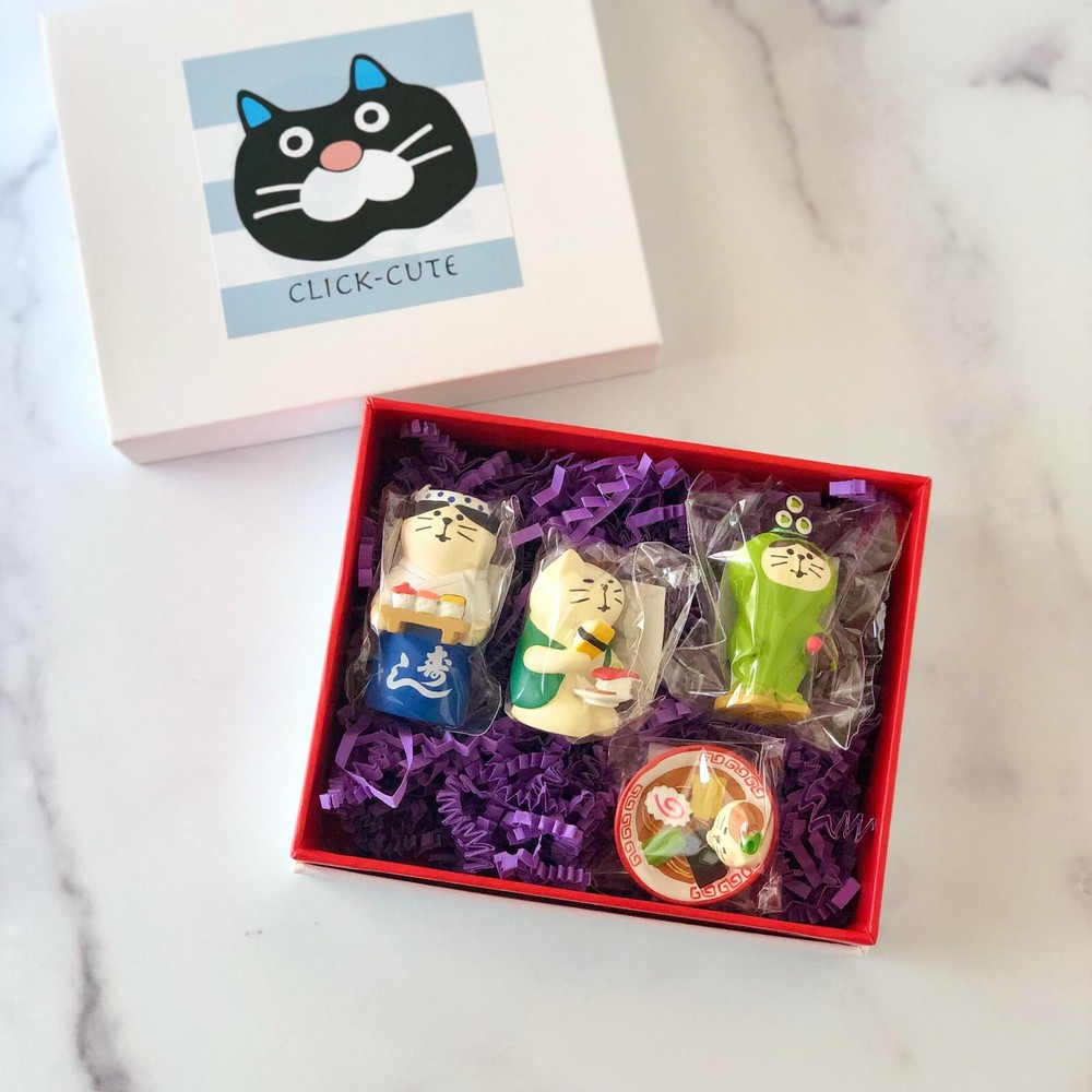 DECOLE Concombre Sushi Cat Miniature 4Pc Set Authentic Japan Hand Painted