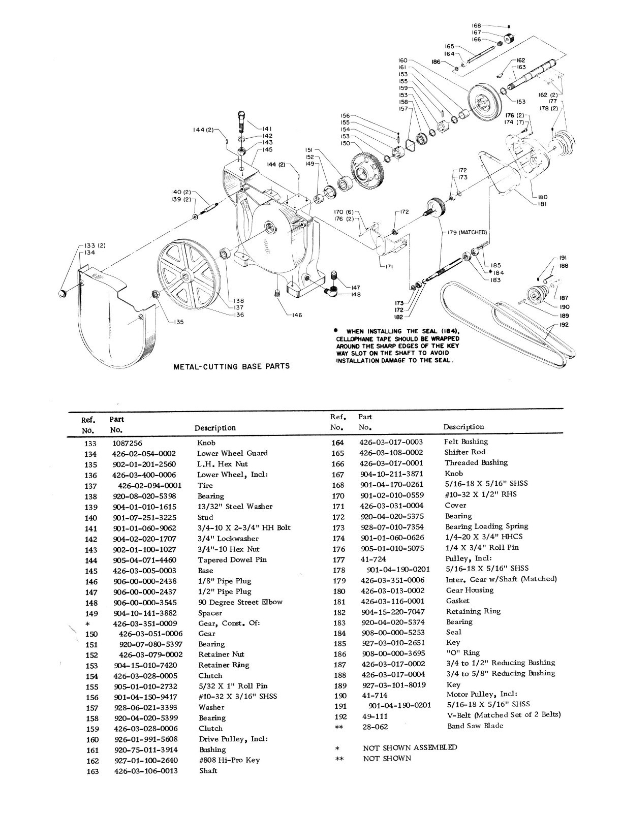 Rockwell Delta 14" Metal Bandsaw 28-300, 28-380 Instruction & Parts Manual #1877