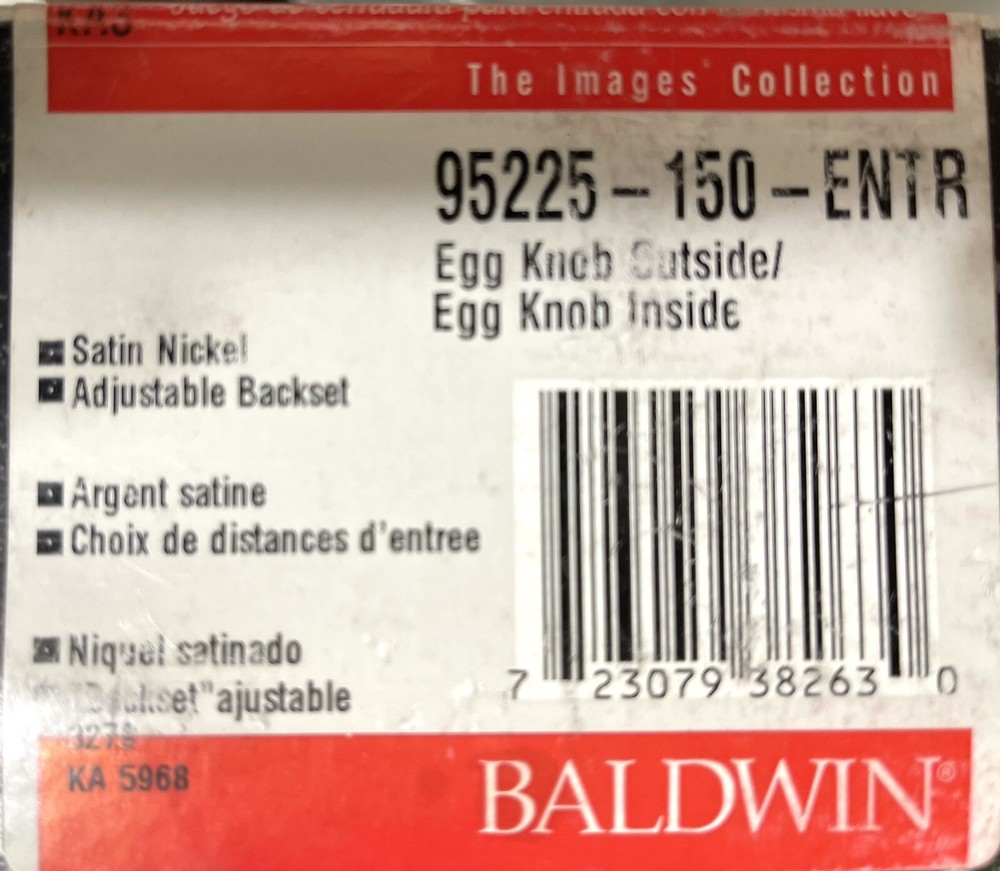 BALDWIN Keyed Entry Lockset Egg Knob. Solid Brass. The Images Collection.