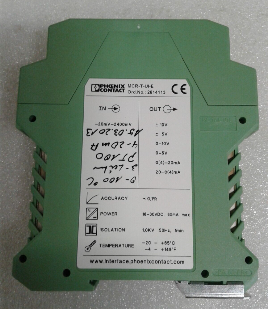 Phoenix Contact 2814126 MCR-T-UI-E Programmable Temperature Measuring Transducer
