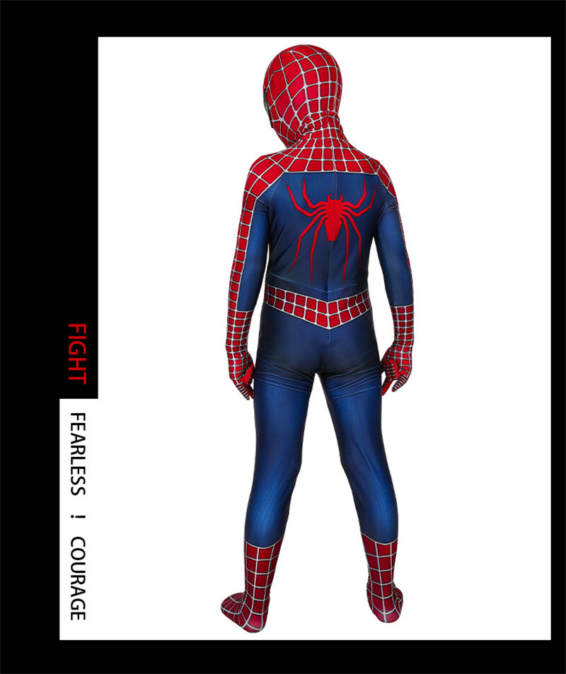 Spider-Man Tobey Maguire Costume Kids Boys Cosplay Jumpsuit + Mask