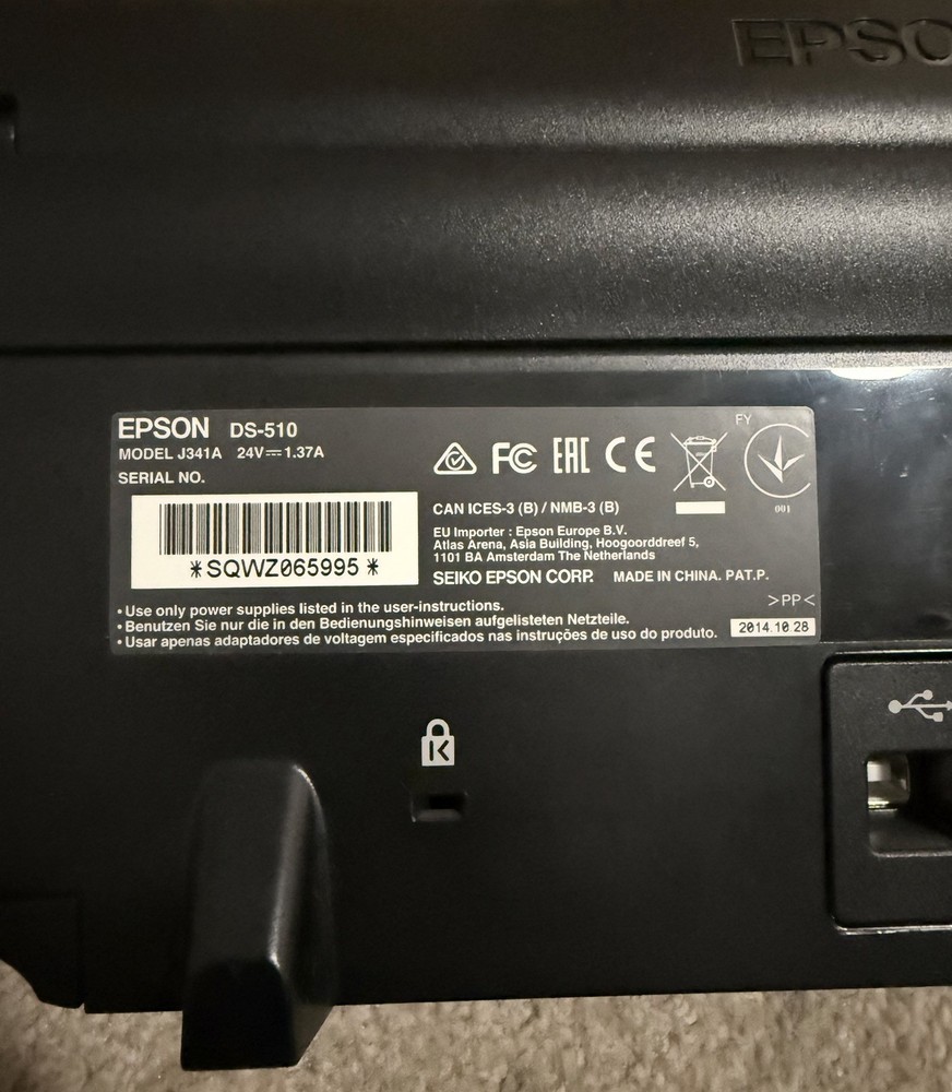 Epson Workforce DS-510 BLK Color Document Scanner w/Power Cord