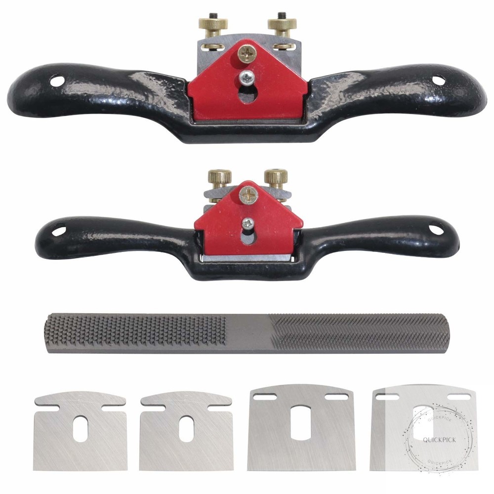 2pcs 9" 10" Adjustable Spokeshave with Flat Base, 4pcs Replacement Blades and 4