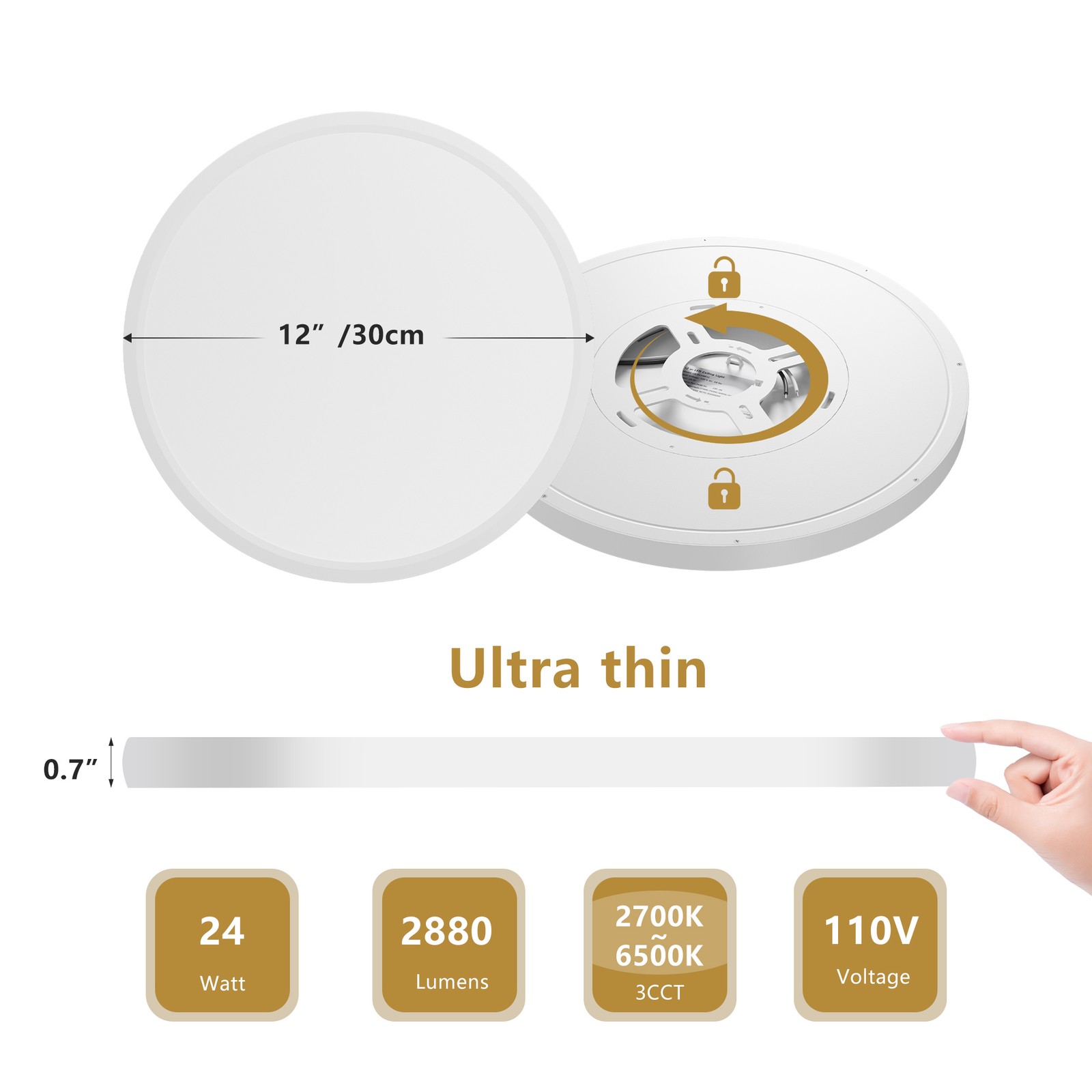 6 Pack 12 Inch 5CCT LED Ceiling Light Flush Mount Dimmable Fixture White 2880LM