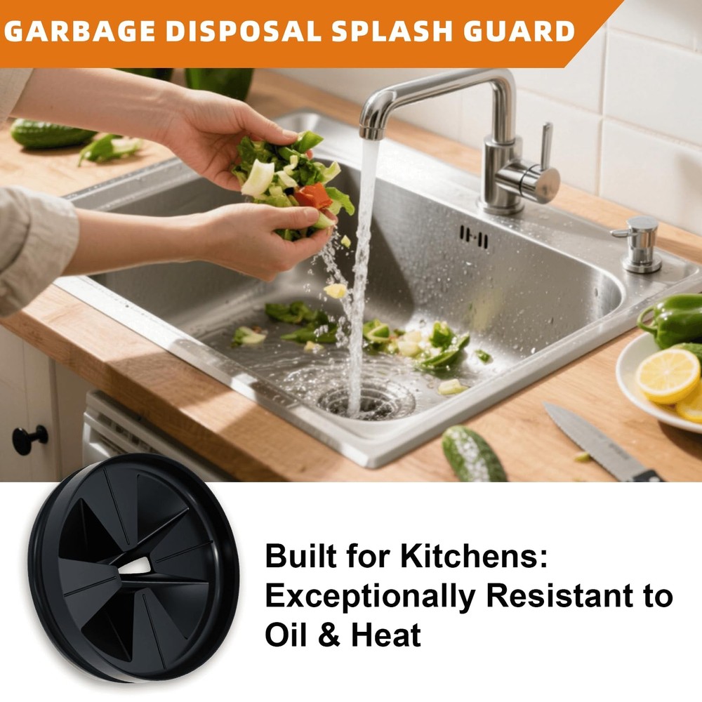 Garbage Disposal Splash Guard 3 3/8" for InSinkErator Evolution 3 3/8", Black