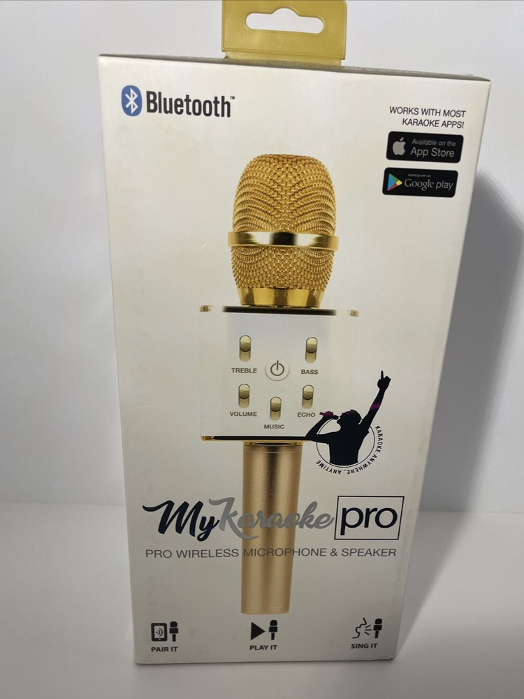 MyKaraoke Pro Bluetooth 2-in-1 Wireless Microphone & Speaker --NIB