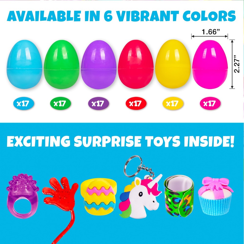 Giraffe 100 Pack Prefilled Easter Eggs Bulk - Multi Color Plastic Filled East...