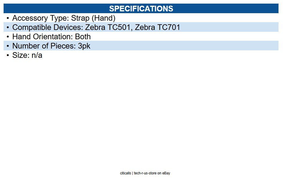 Zebra SG-TC5A7A-HDSTP-03 TC701 Hand Strap - Loop Attachment - 3 Pack