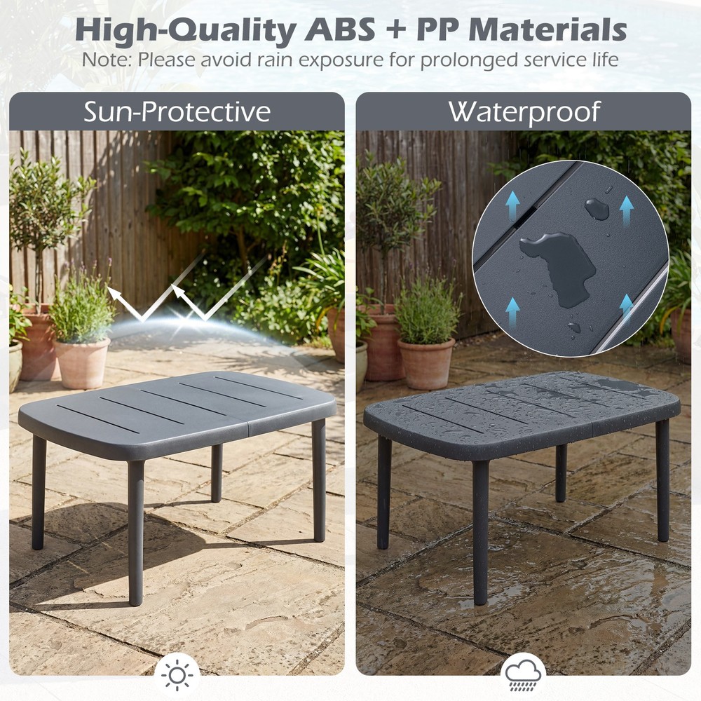 Outdoor Coffee Table, Rectangular Patio Storage Table with Aluminum Alloy Rods