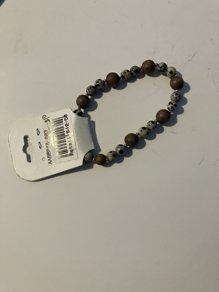 Handmade Beaded Stretch Bracelet Brown & Black NEW