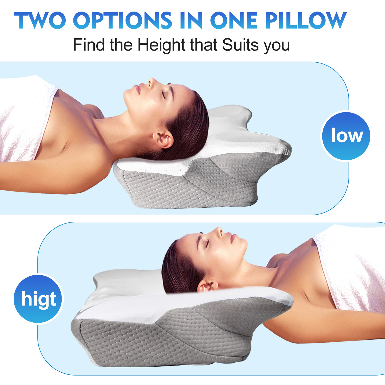 Cervical Pillow for Neck Pain Relief,Orthopedic Neck Support Pillow for Side